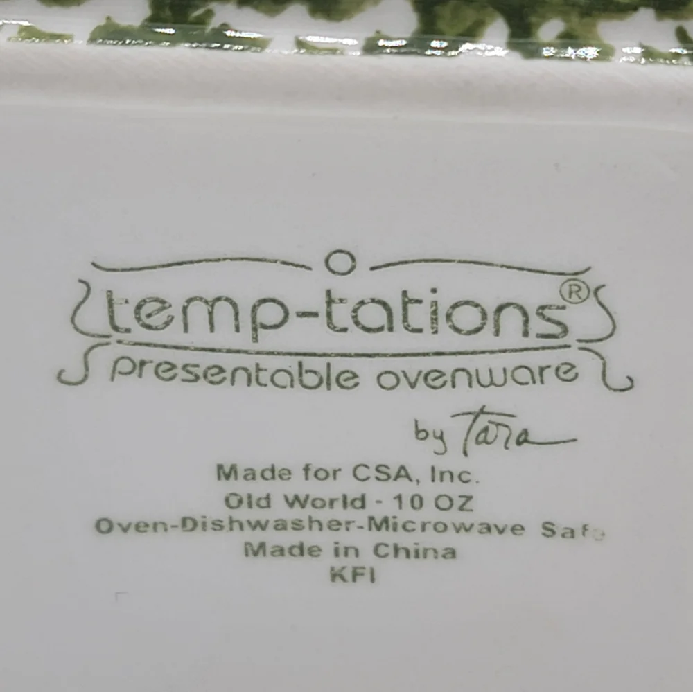 Temp-tations by Tara Old World Green 10oz Ramekins Set of 2 Handpainted Bakeware